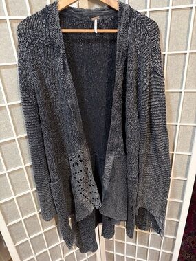 FREE PEOPLE BOHO OPEN-FRONT GRAY KNIT CARDIGAN🌸